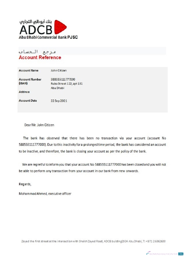 Download UAE ADCB bank closure reference Photoshop template